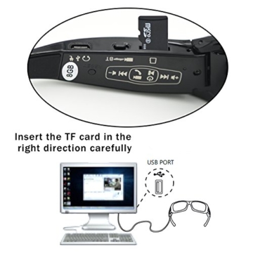 DCCN Spion Kamera Bluetooth Brille mit UV400 Sonnenbrille fuer Radfahren mit allen Handy kompatibel (Bluetooth hat) - 5